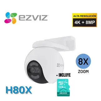 EZVIZ - Cámara Exterior H80x 4k Cámara Wi-fi Cs-h80x 8mp + Micro Sd 128gb
