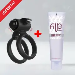 DR PINKY - Anillo Vibrador CockRing Doble + Lubricante Five Base de Agua