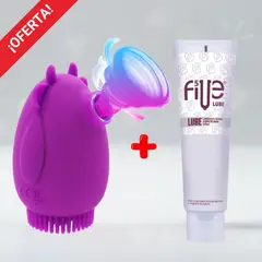 DR PINKY - Succionador Vibrador Vaquita Con Masajeador + Lubricante Five Base de Agua