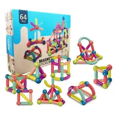 GENERICO - Bloques Magnéticos Didácticos Caja de 64 Piezas