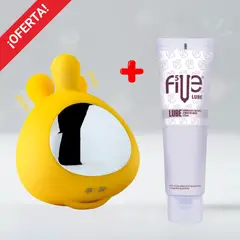 DR PINKY - Vibrador Masajeador Marshmallow con Orejas Rotatorias + Lubricante Five Base de Agua