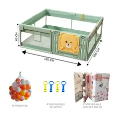 GENERICO - CORRAL DE JUEGOS PACK COMPLETO 200 CM x 180 CM PARA BEBÉS