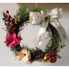 GENERICO - Corona Navideña Flores Secas ¨Brillo de Navidad¨