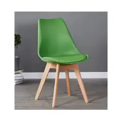 PET MOOD - Silla Moderna Con Patas De Madera Y Asiento Acolchado Color Verde
