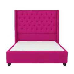 GENERICO - Cama Tapizada Confort Capitoné Fucsia 1.5 Plz