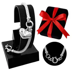 GENERICO - Pulsera Mujer Corazón Plata 950 Amor Regalo Navidad Cumpleaños Mamá