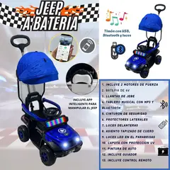 STOKKER BABY - Carrito Inteligente JEEP Batería Musical y Luces para niños Azul