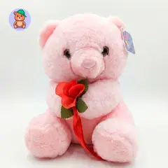 VARIOS - Oso de Peluche Rosado con Rosa El Regalo Perfecto para esta Navidad