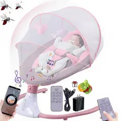 GENERICO - Mecedora Eléctrica Automática con control remoto y bluetooth ROSADO