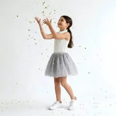 LE PETIT COMPANY - Falda Tul Gris Plata Niña Interior 100% Algodón