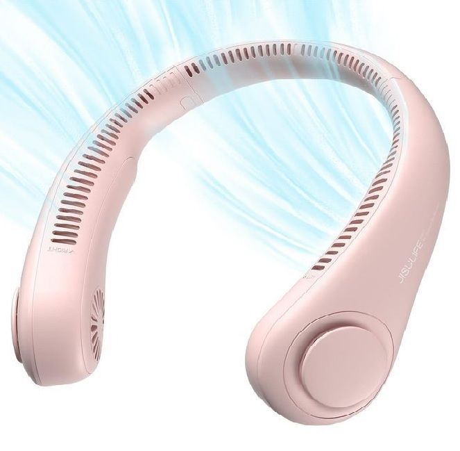 Mini Ventilador Cuello Portátil 5 niveles Recargable rosado