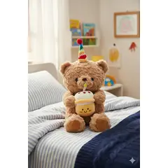 GENERICO - Peluche de Oso de Cumpleaños Marrón