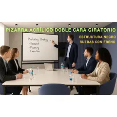 GENERICO - PIZARRA ACRÍLICA GIRATORIO DOBLE CARA MOVIBLE RUEDAS CON FRENO SOPORTE DE ESTRUCTURA