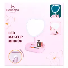 BELLESPA COSMETICS - Espejo y organizador de Tocador Corazon Led Rosa