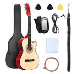 GENERICO - KIT DE GUITARRA COLOR MADERA ELECTROACUSTICA CON ACCESORIOS
