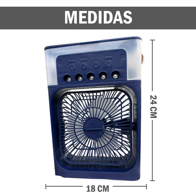 Ventilador portátil humidificador con luz LED - Azul