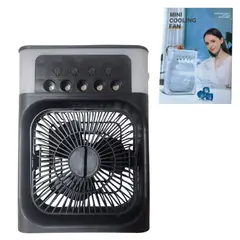 GENERICO - Ventilador portátil humidificador con luz LED - Negro