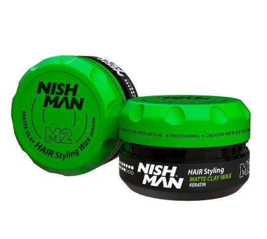 Cera Nishman M2 Hair Defining Wax Keratin Fuerte fijación Bajo Brillo 100ml