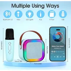 GENERICO - Mini Parlante Karaoke Portatil Bluetooth Led Con Doble Microfono Inalambrico