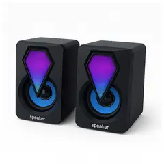 SEISA - Parlante Gamer Luces Rgb Multimedia 2.0 Negro