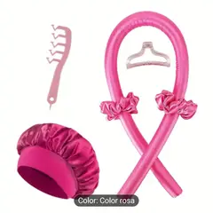 GENERICO - SET DE GORRO SATIN + ONDULADOR FUCSIA PREMIUM
