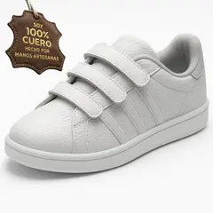 GENERICO - Zapatilla cuero vacuno guante con velcro pega pega niño niña deportivo escolar