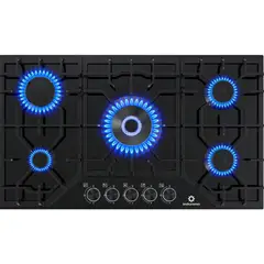 INDURAMA - Encimera a Gas 5 Quemadores EGASI-905CGNE – Negro