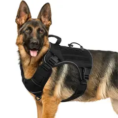 IMPORTADO MC - Arnés Táctico para Perros Talla Extra Large Antititrones Reflectante con Asa K9 Color Negro