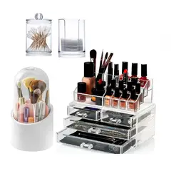 ROSH - Pack x3 Organizador de Maquillaje Organizador de Brochas y Porta Hisopos