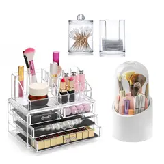 OEM - Pack x3 Organizador de Maquillaje y Organizador de Brochas y Porta Hisopos