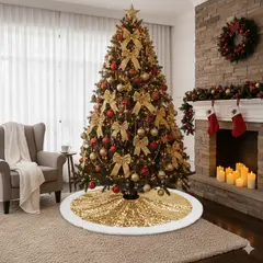 SALA FABULOSA - Piso de árbol de navidad Lentejuela dorada