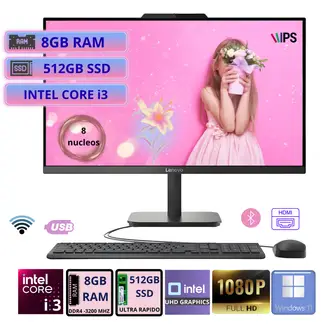 LENOVO - All-in-one V100 238 FHD IPS Core i3 N305 hasta 38GHz 8GB RAM