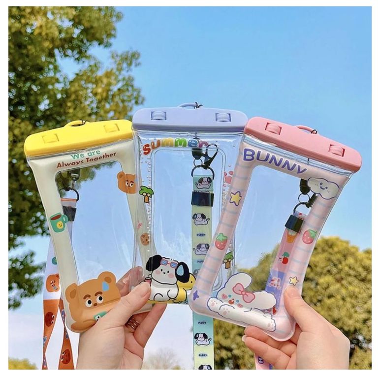 Pack 2 Funda celular protector impermeable acuática kawaii