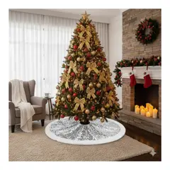 SALA FABULOSA - Piso de árbol de navidad Lentejuela Plateado