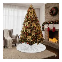 SALA FABULOSA - Piso de árbol de navidad Lentejuela blanca