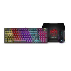 CYBERTEL - Kit Gamer STRIKER BLACK CBX GT1802 Teclado mecanico + mouse gamer + pad mouse