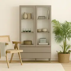 STARHOME - Vitrina Moderna Shura Taupe 2 cajones