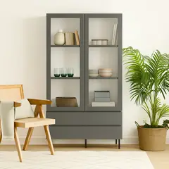 STARHOME - Vitrina Moderna Shura Plomo 2 cajones