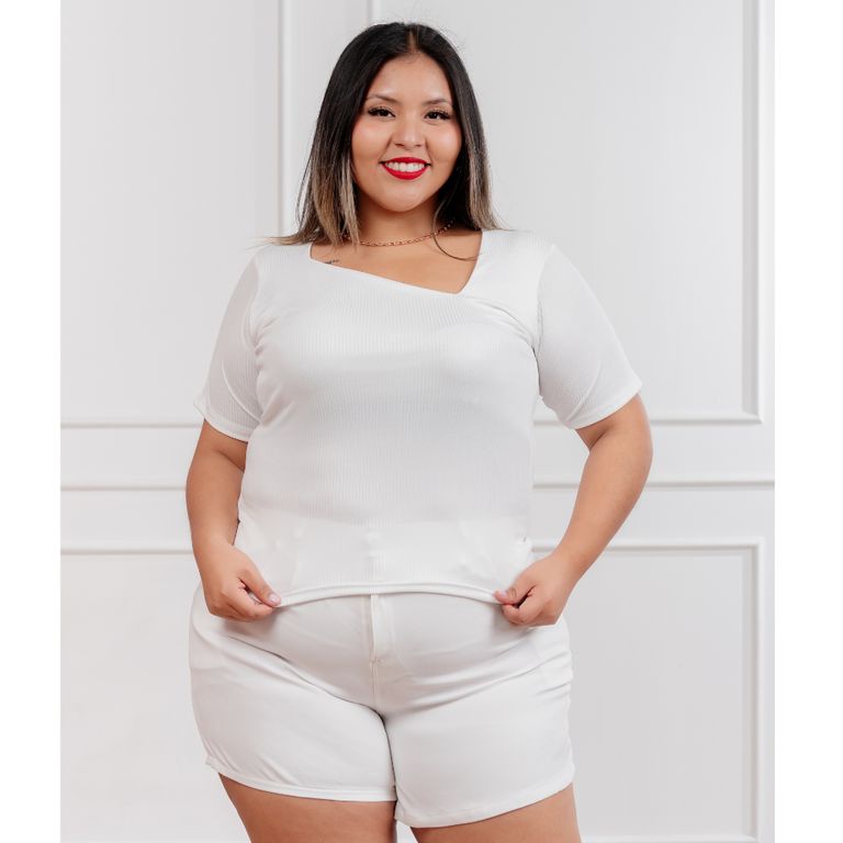 Polo básico mujer Asimetrico