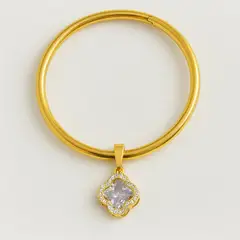 GENERICO - Pulsera Bangle Charm Trébol Circones Baño Oro Mujer