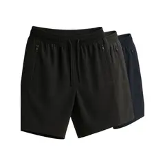 ENKI - Pack 3 Shorts Playeros Hombre Tela Nova – Negro Azul Plomo