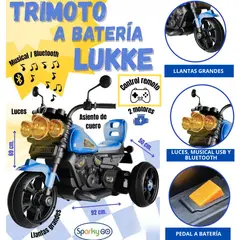 X SPARK - TRIMOTO A BATERIA LUKKE MUSICAL Y LUCES AZUL