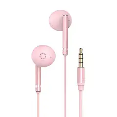 MOVISUN - Audífonos Enjoy P1 Rosado Jack 3.5 mm, Micrófono, Control Play y Volumen, Diseño Metálico
