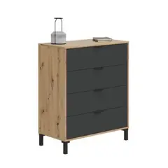 R&R MUEBLES - Cómoda Moderna Aomi Marrón y Negro