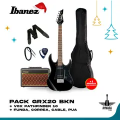 IBANEZ - GRX20 BKN PACK GUITARRA ELECTRICA + VOX PATHFINDER 10W INCLUYE ACCESORIOS