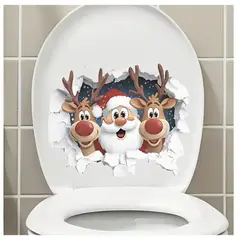 GENERICO - ADHESIVO NAVIDEŇO CON DISEÑO DE RUDOLPH & SANTA CLAUS