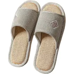 GENERICO - Pantuflas de lino cómoda con punta abierta