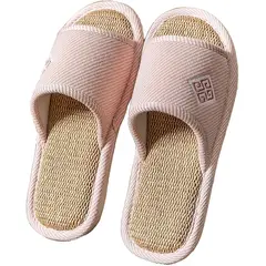 GENERICO - Pantuflas de lino cómoda con punta abierta - Rosa