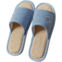 GENERICO - Pantuflas de lino cómoda con punta abierta - Azul