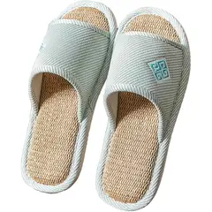GENERICO - Pantuflas de lino cómoda con punta abierta - Verde claro